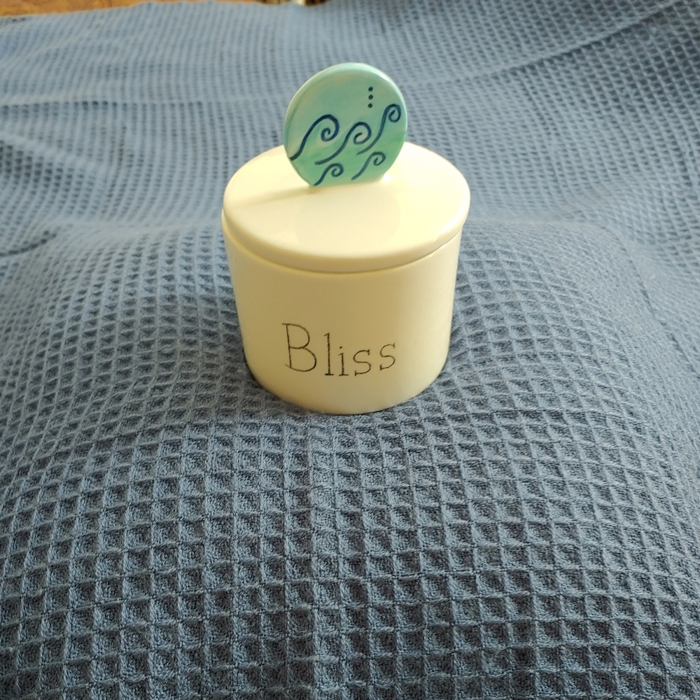 Lorrie Veasey - Storage Container - Bliss - white ceramic with blue handle